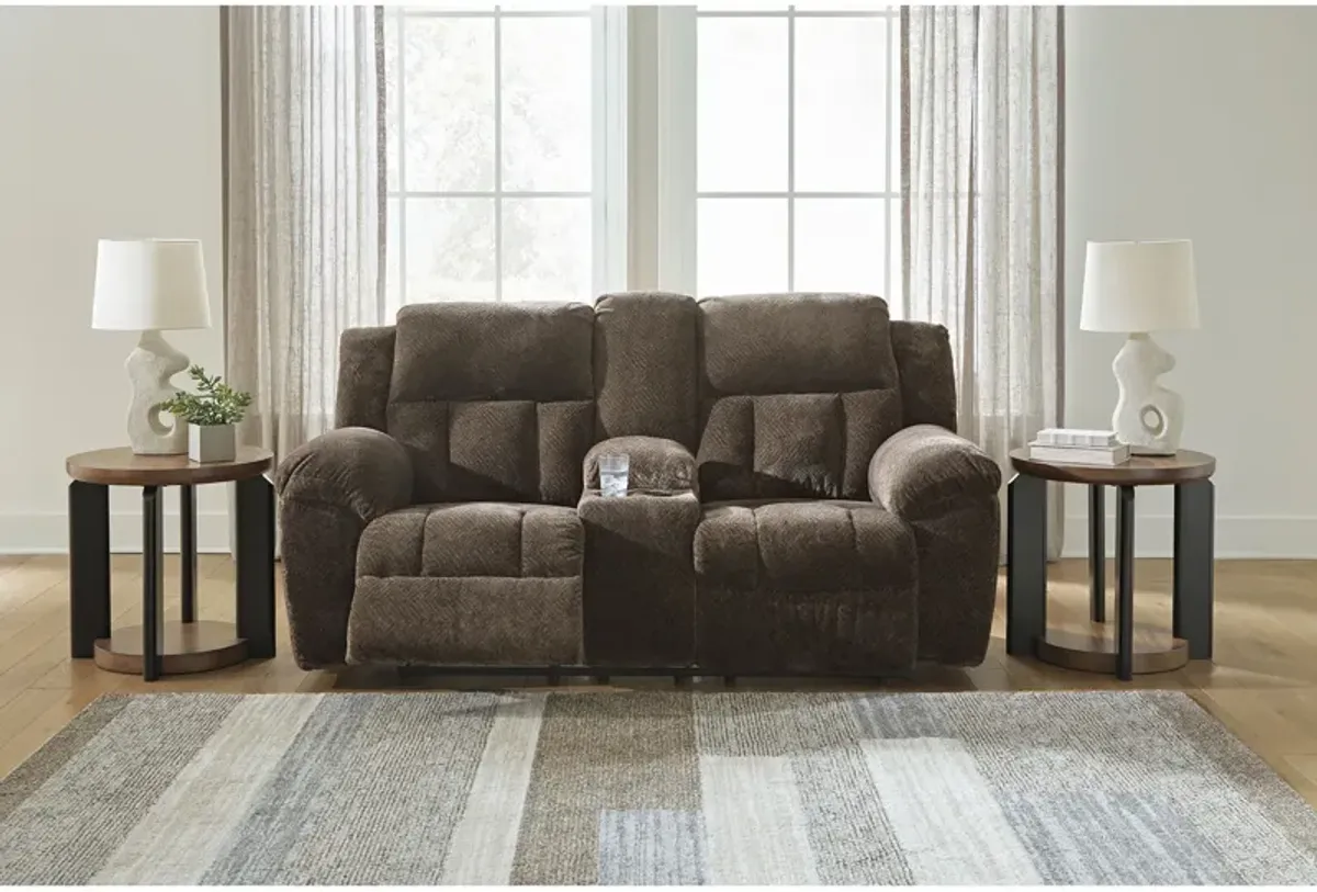 Frohn Brown Reclining Console Loveseat