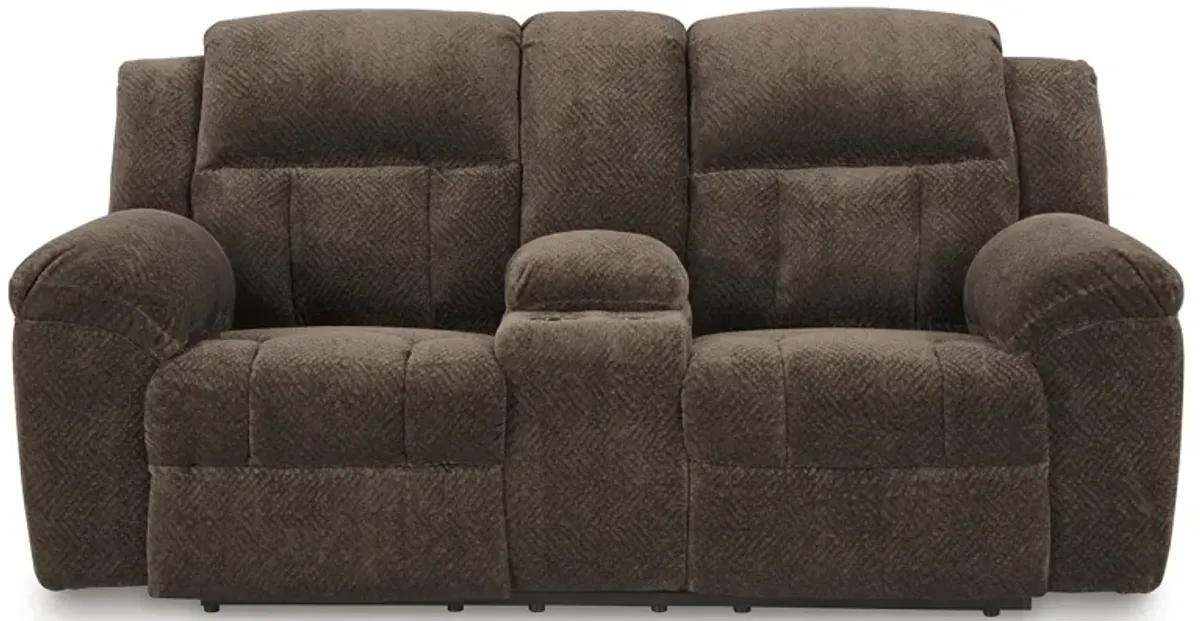 Frohn Brown Reclining Console Loveseat