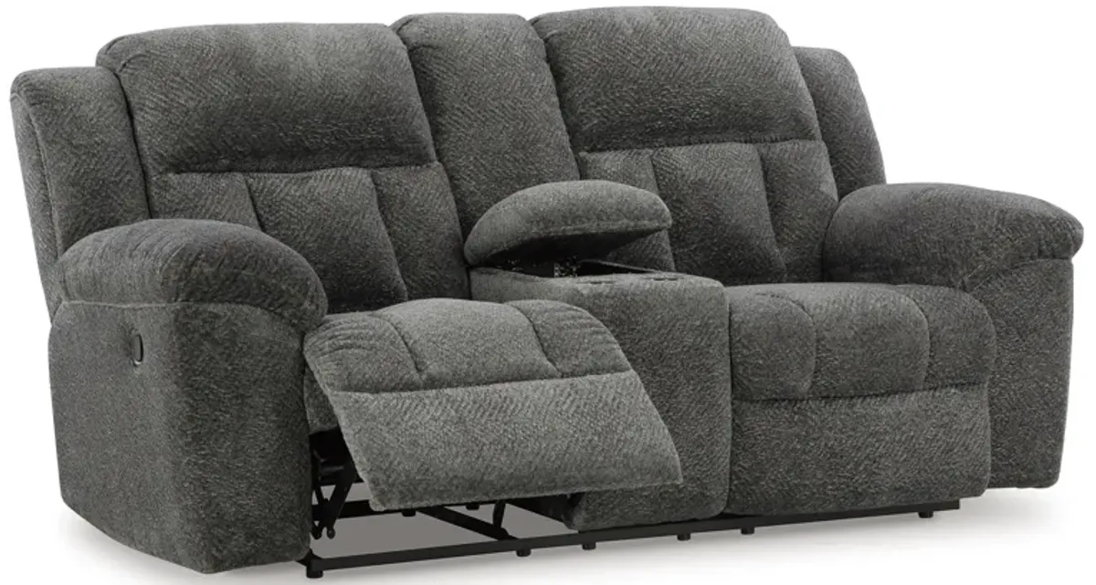 Frohn Gray Reclining Console Loveseat