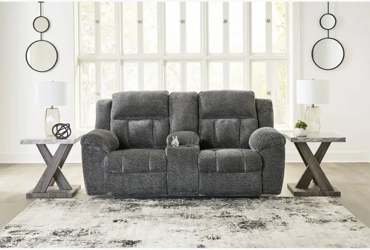 Frohn Gray Reclining Console Loveseat