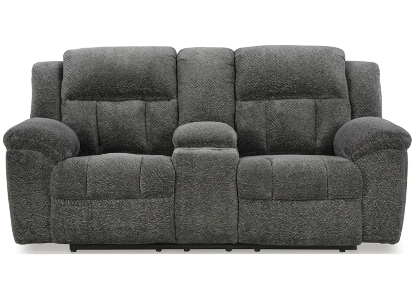 Frohn Gray Reclining Console Loveseat