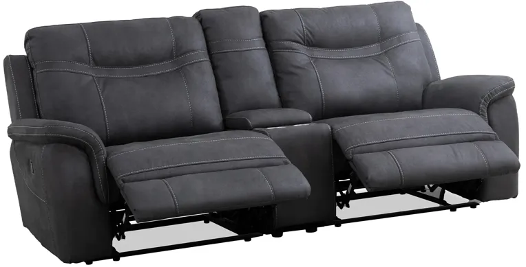 Gemma Grey Power Reclining Console Loveseat