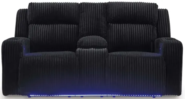 Forest Lake Black Power Headrest Reclining Console Loveseat