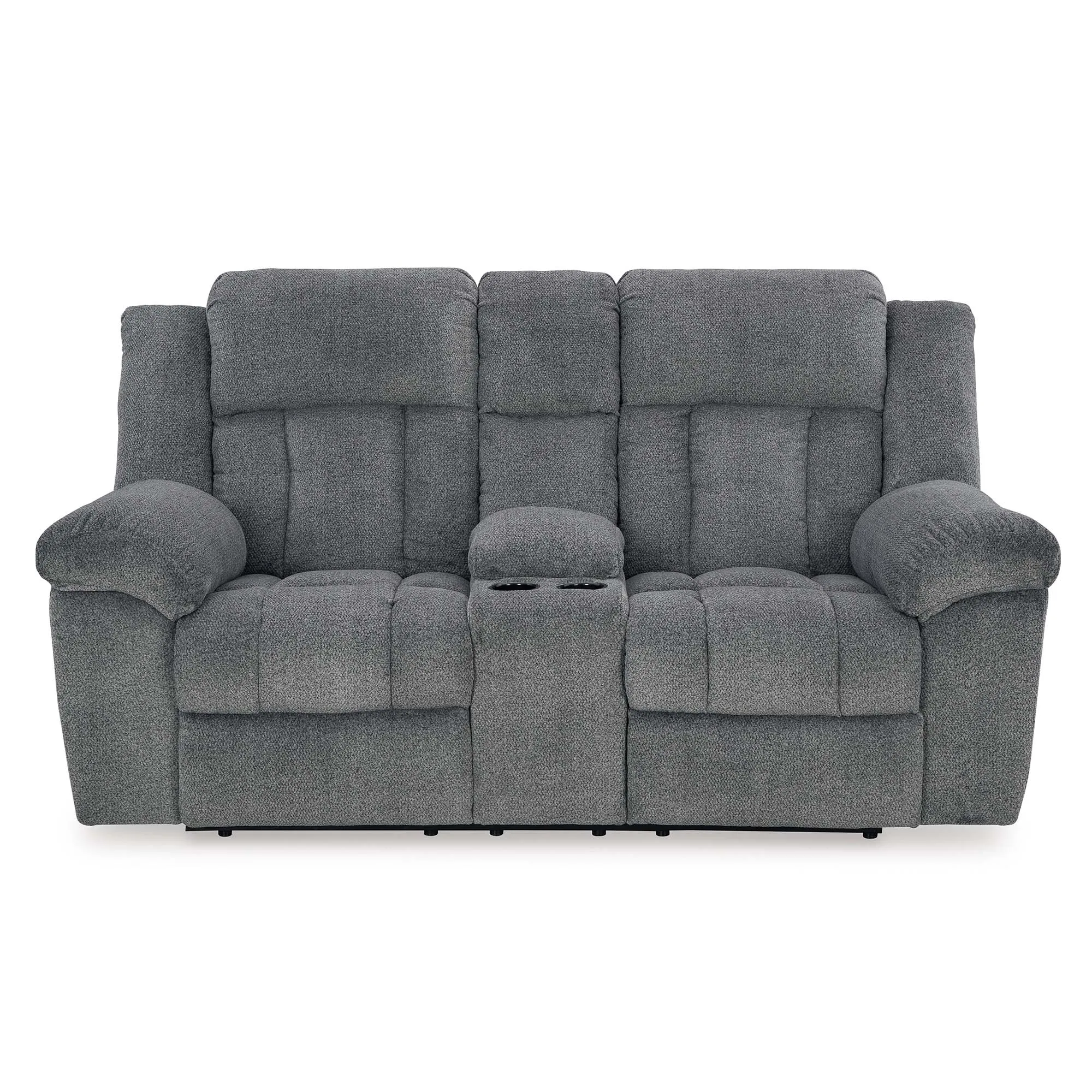 Tip-Off Slate Power Headrest Reclining Console Loveseat