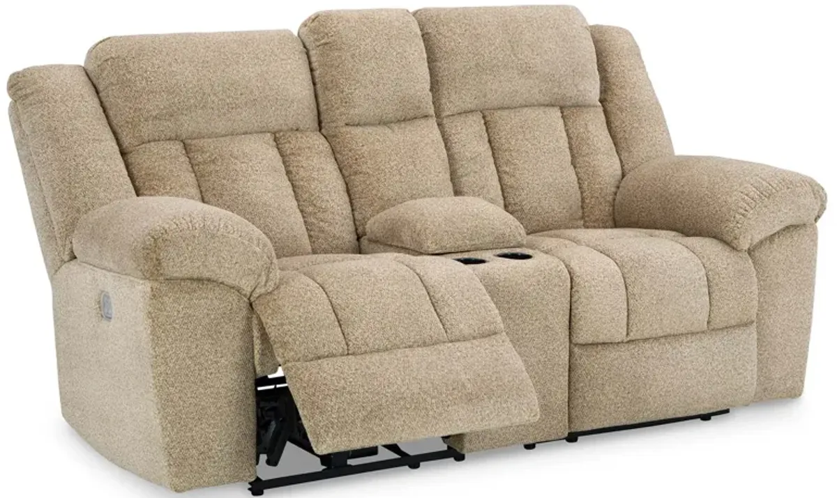 Tip-Off Wheat Power Headrest Reclining Console Loveseat