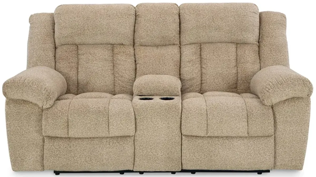 Tip-Off Wheat Power Headrest Reclining Console Loveseat