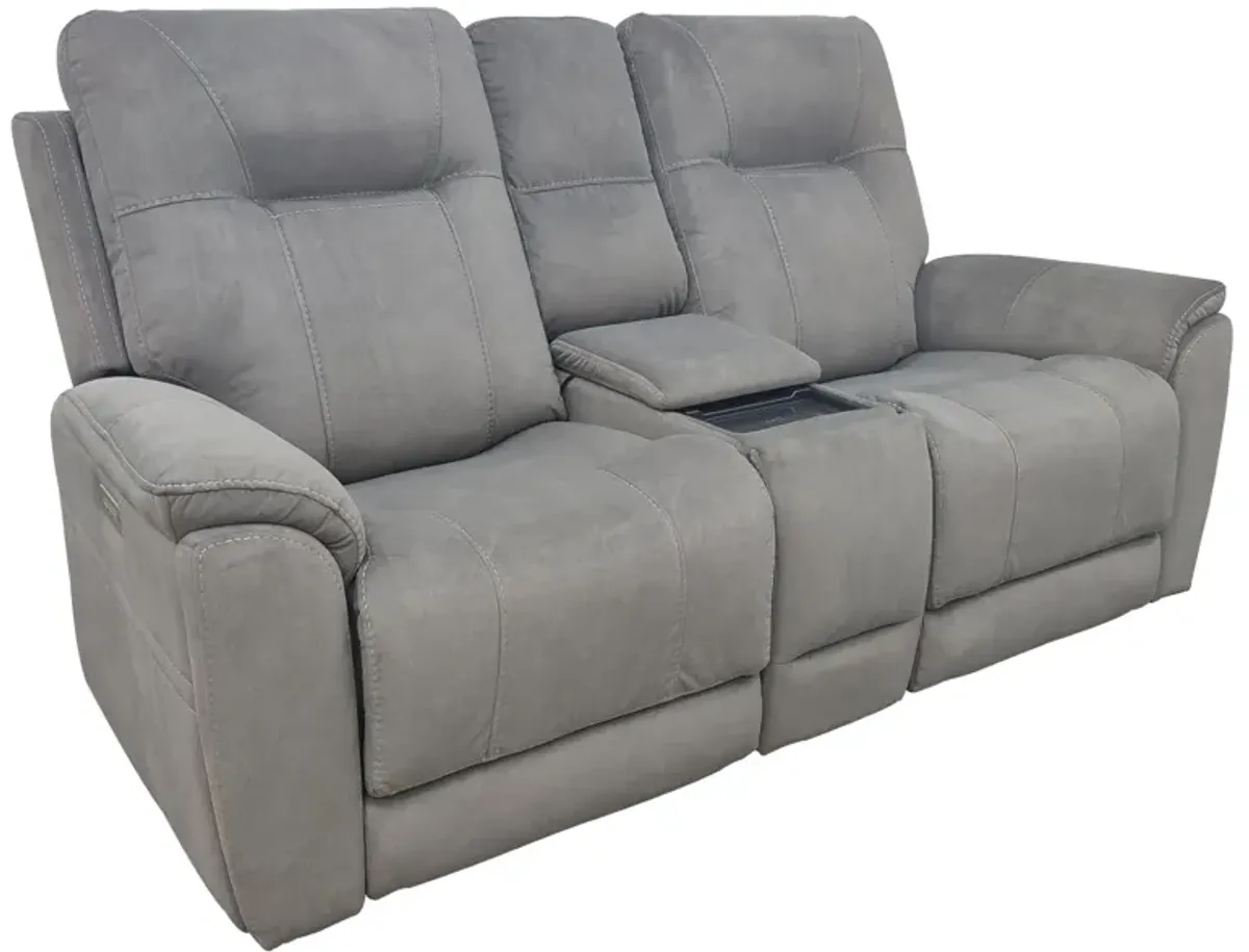 Elkins Power Headrest Reclining Console Loveseat with Power Lumbar