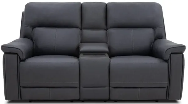 Sanibel Slate Zero Gravity Power Headrest Reclining Console Loveseat with Power Lumbar