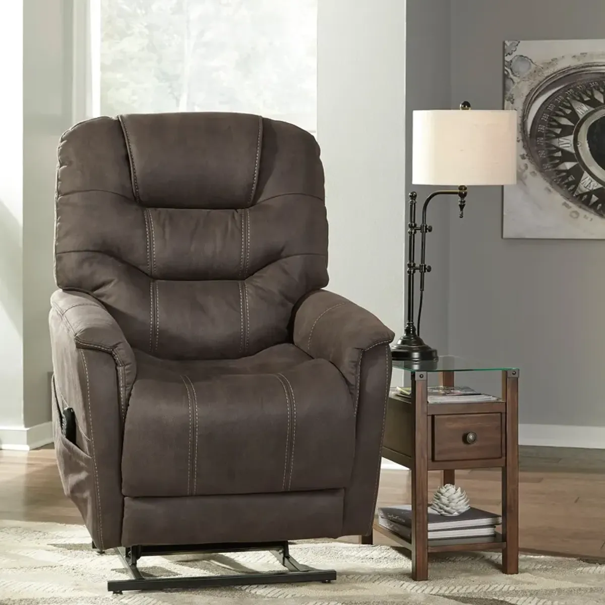 Ballister Espresso Power Headrest Lift Recliner with Power Lumbar