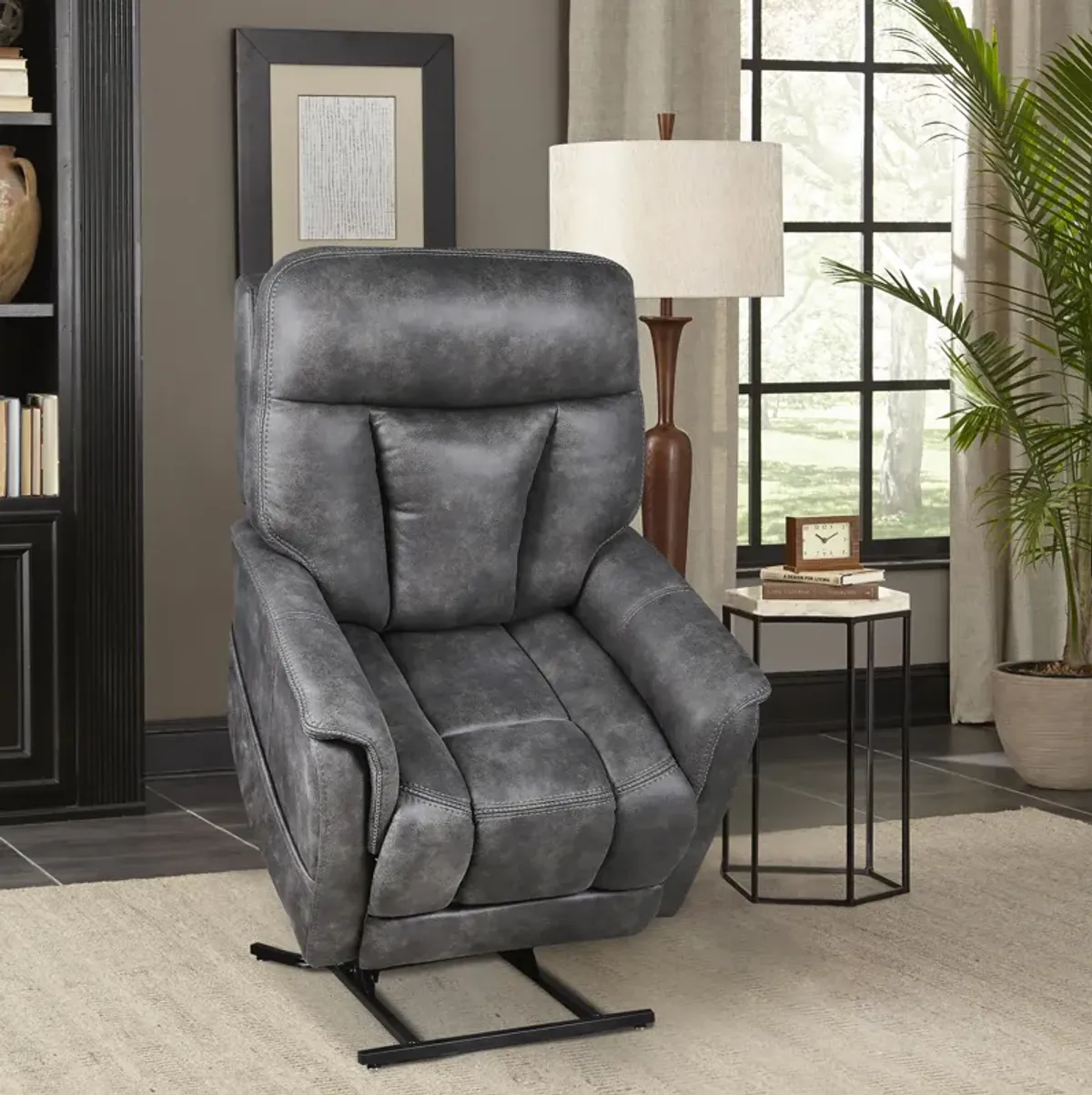 Smoke Power Headrest Lift Recliner with Heat