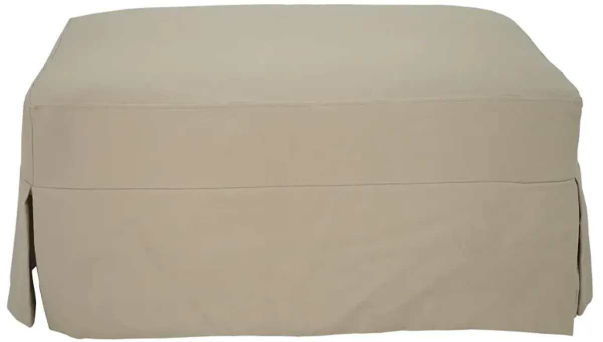 Sterling Sand Slipcover Ottoman