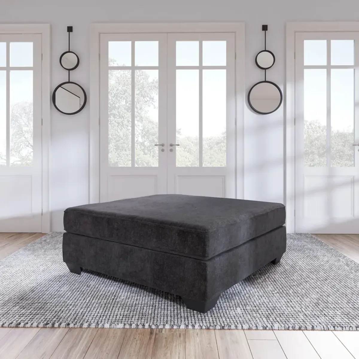 Rawcliffe Charcoal Oversized Accent Ottoman