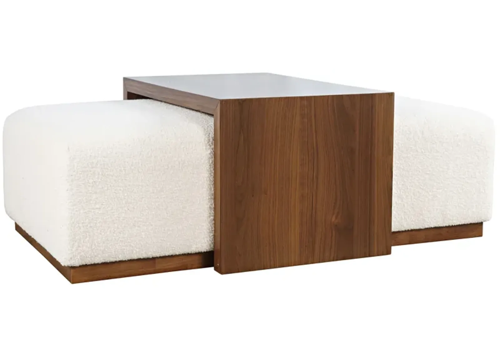 Hudson Walnut Cocktail Ottoman with Table