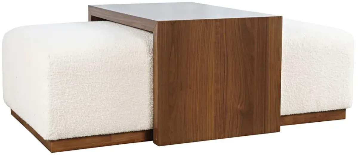 Hudson Walnut Cocktail Ottoman with Table