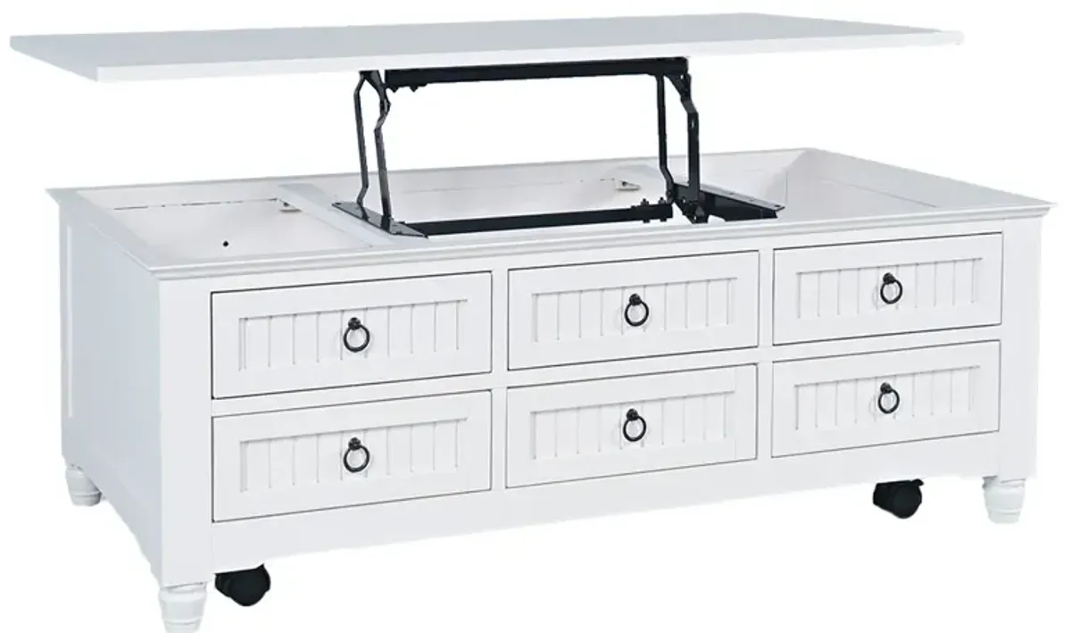 Westport White Lift-Top Cocktail Table