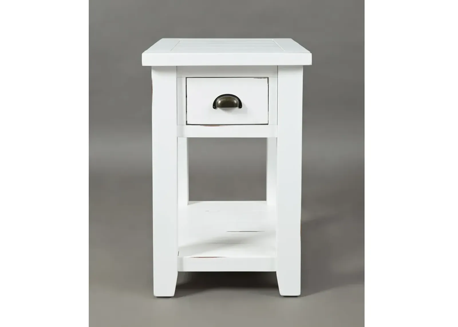 Seaside Weathered White Chairside Table