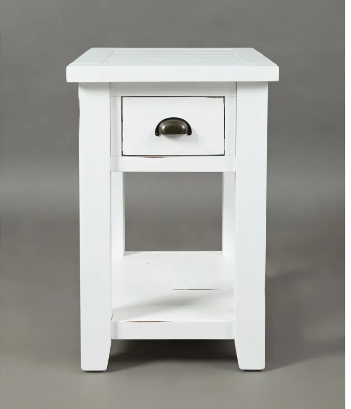 Seaside Weathered White Chairside Table