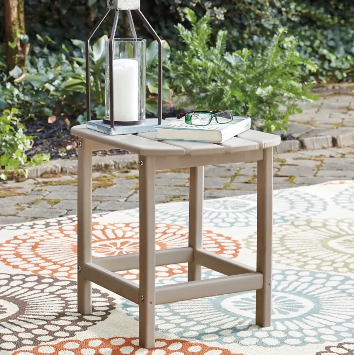 Grayish Brown Outdoor Chairside Table