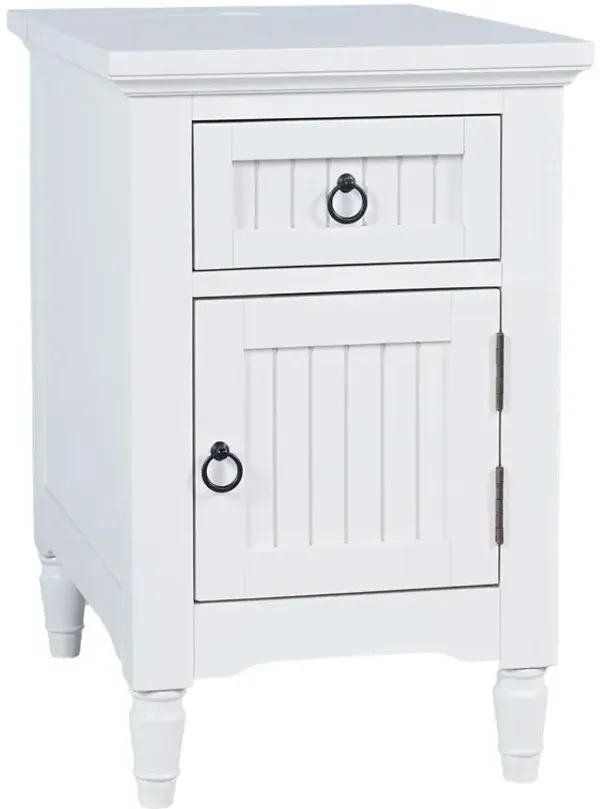 Westport White Power Chairside Table