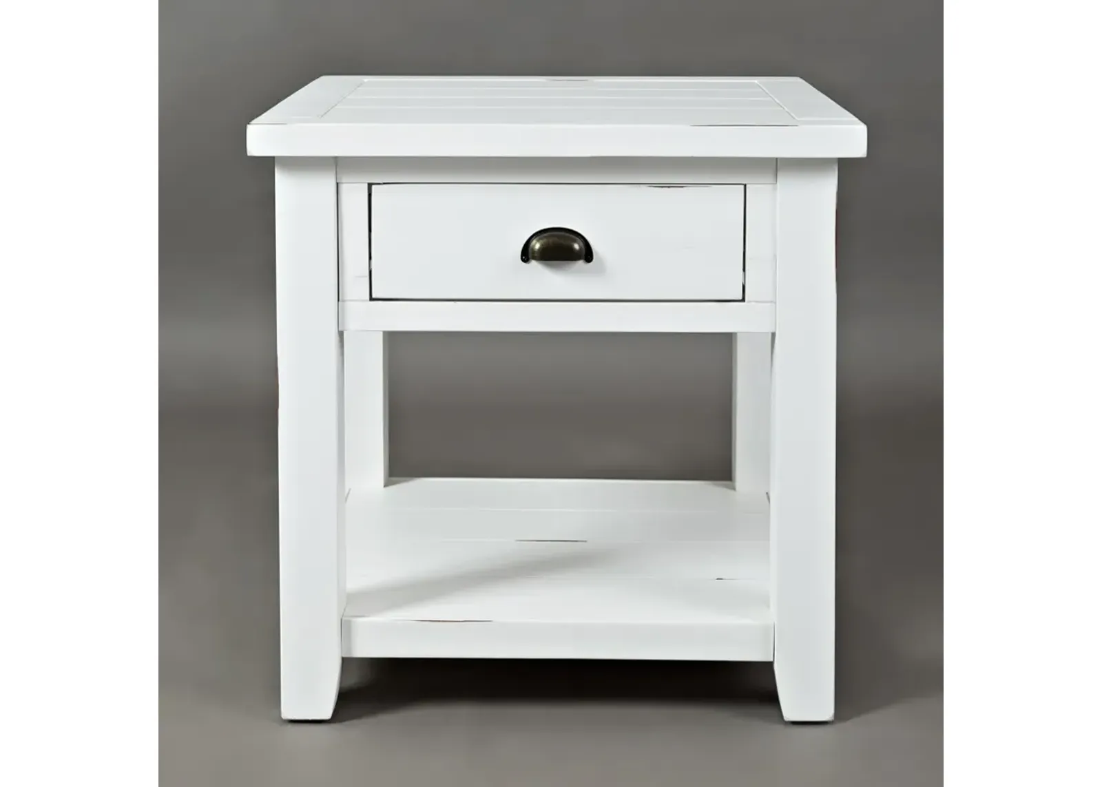 Seaside Weathered White End Table