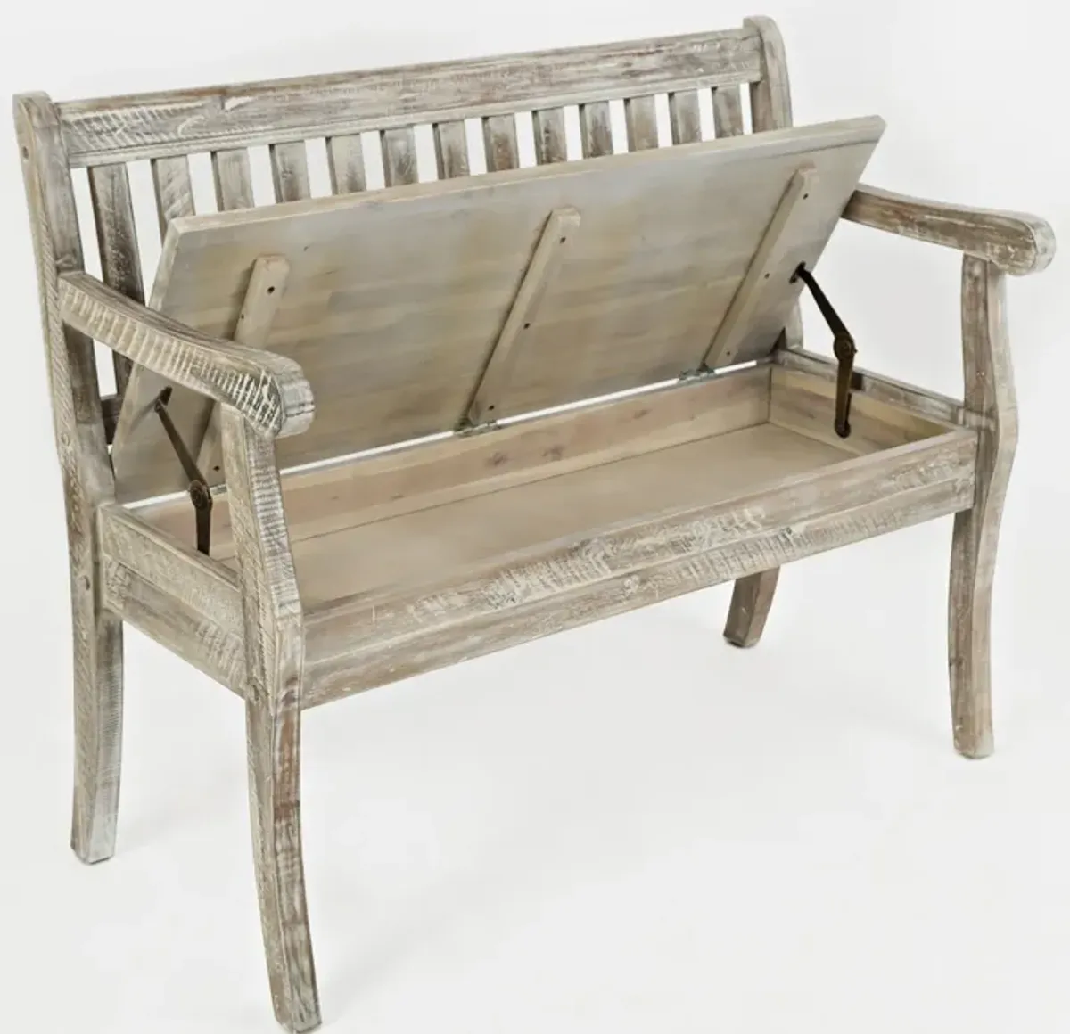 Seaside Washed Grey Storage Bench