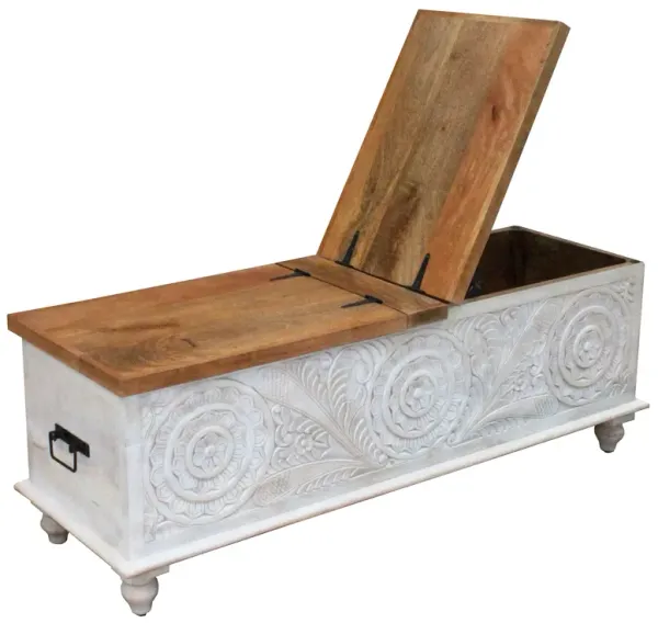 Victoria Whitewash and Natural Cocktail Trunk Table