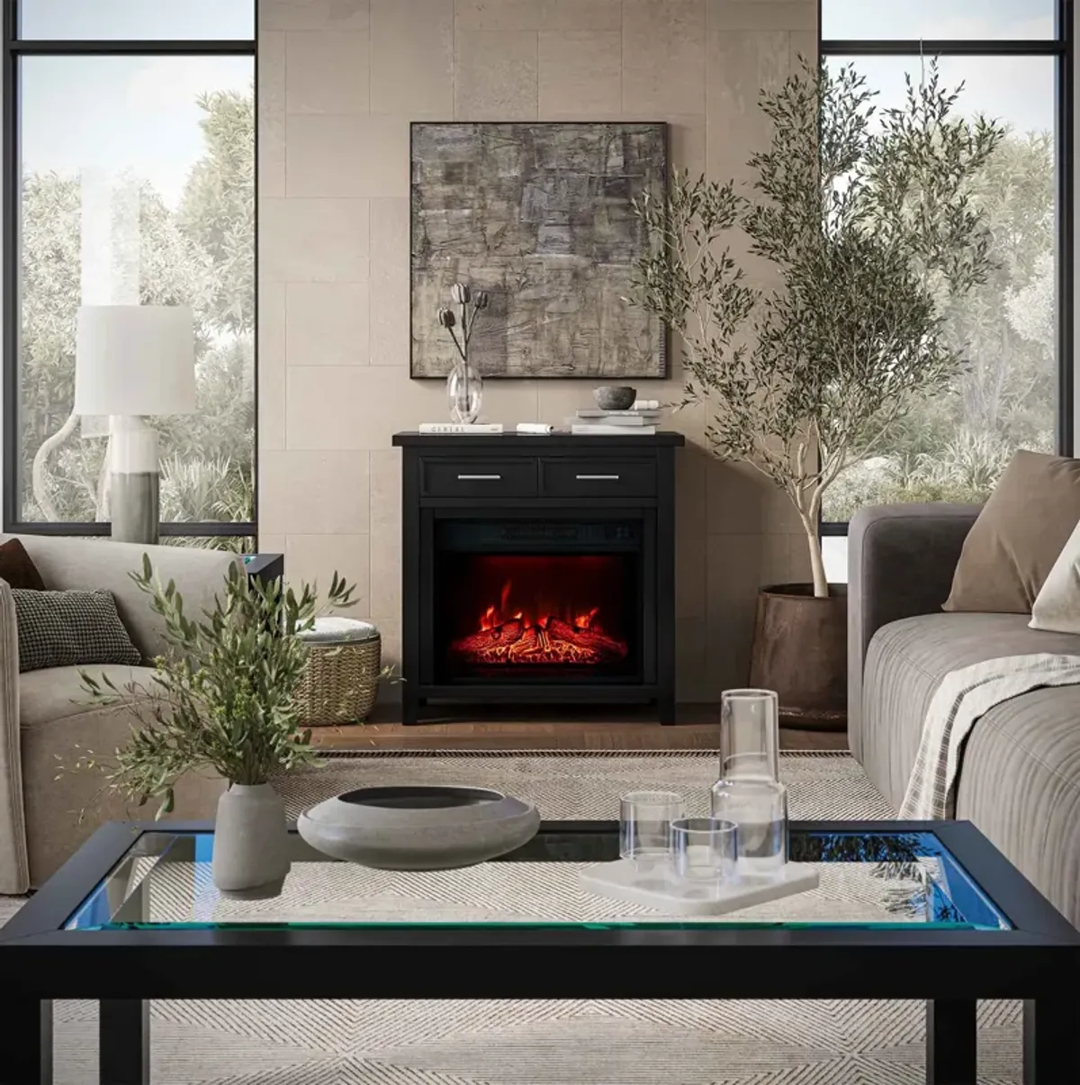 Urban Icon Black 32 Inch Fireplace