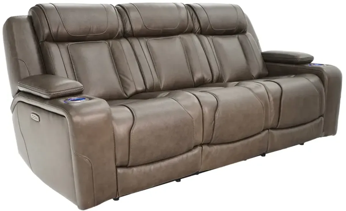 Boston Charcoal Zero Gravity Power Headrest Reclining Sofa with Drop Down Table