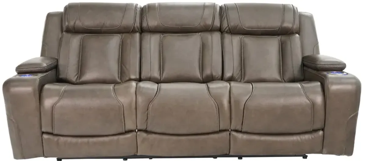 Boston Charcoal Zero Gravity Power Headrest Reclining Sofa with Drop Down Table