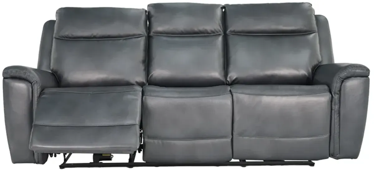 Chesapeake Blue Gray Zero Gravity Power Headrest Reclining Sofa