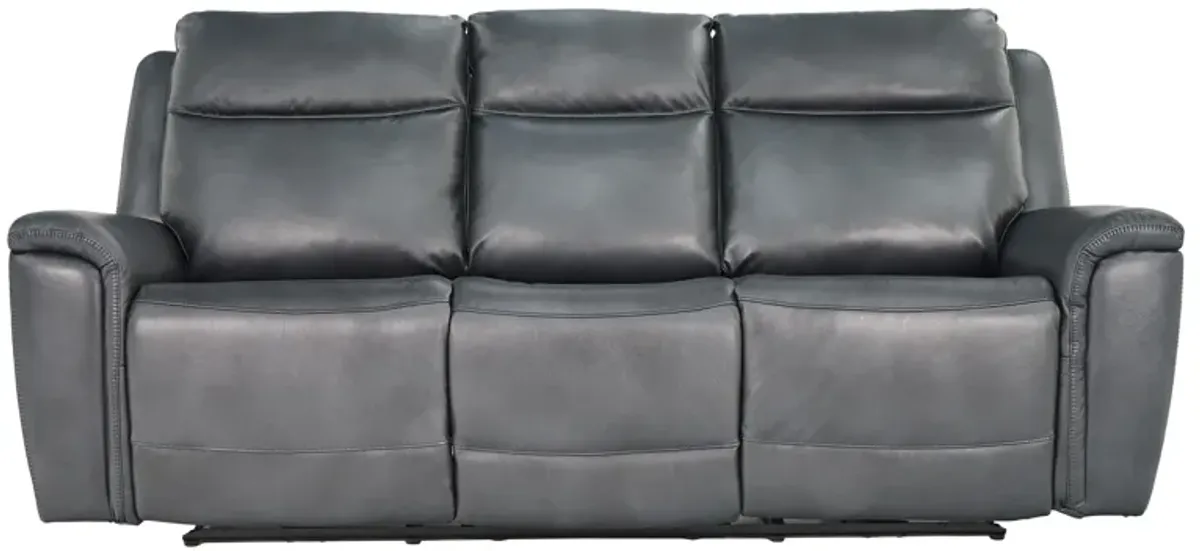 Chesapeake Blue Gray Zero Gravity Power Headrest Reclining Sofa