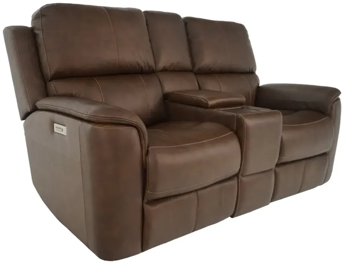 Henry Zero Gravity Power Headrest Reclining Console Loveseat with Power Lumbar