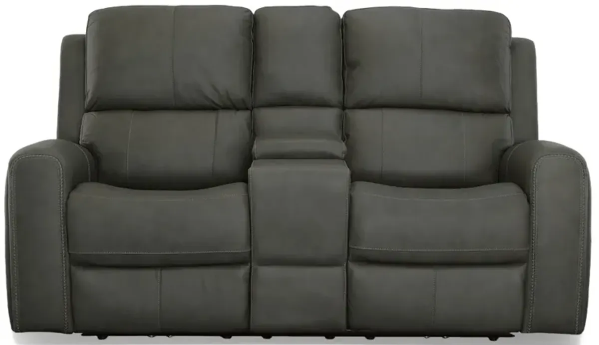 Linden Zero Gravity Power Headrest Reclining Console Loveseat with Power Lumbar