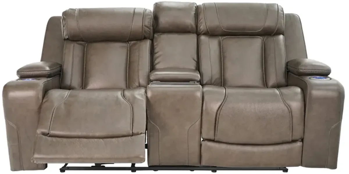 Boston Charcoal Zero Gravity Power Headrest Reclining Console Loveseat