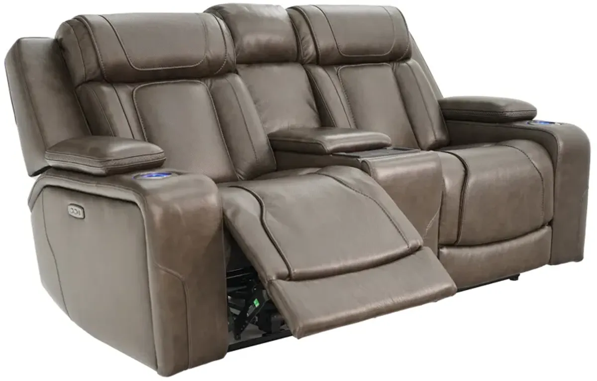 Boston Charcoal Zero Gravity Power Headrest Reclining Console Loveseat