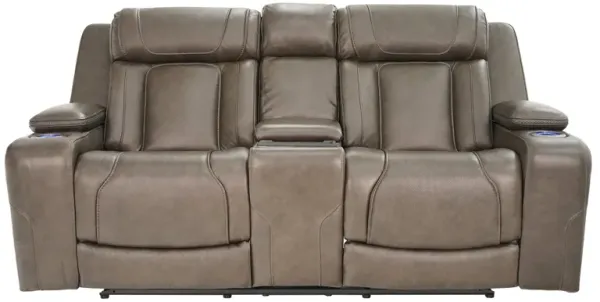 Boston Charcoal Zero Gravity Power Headrest Reclining Console Loveseat