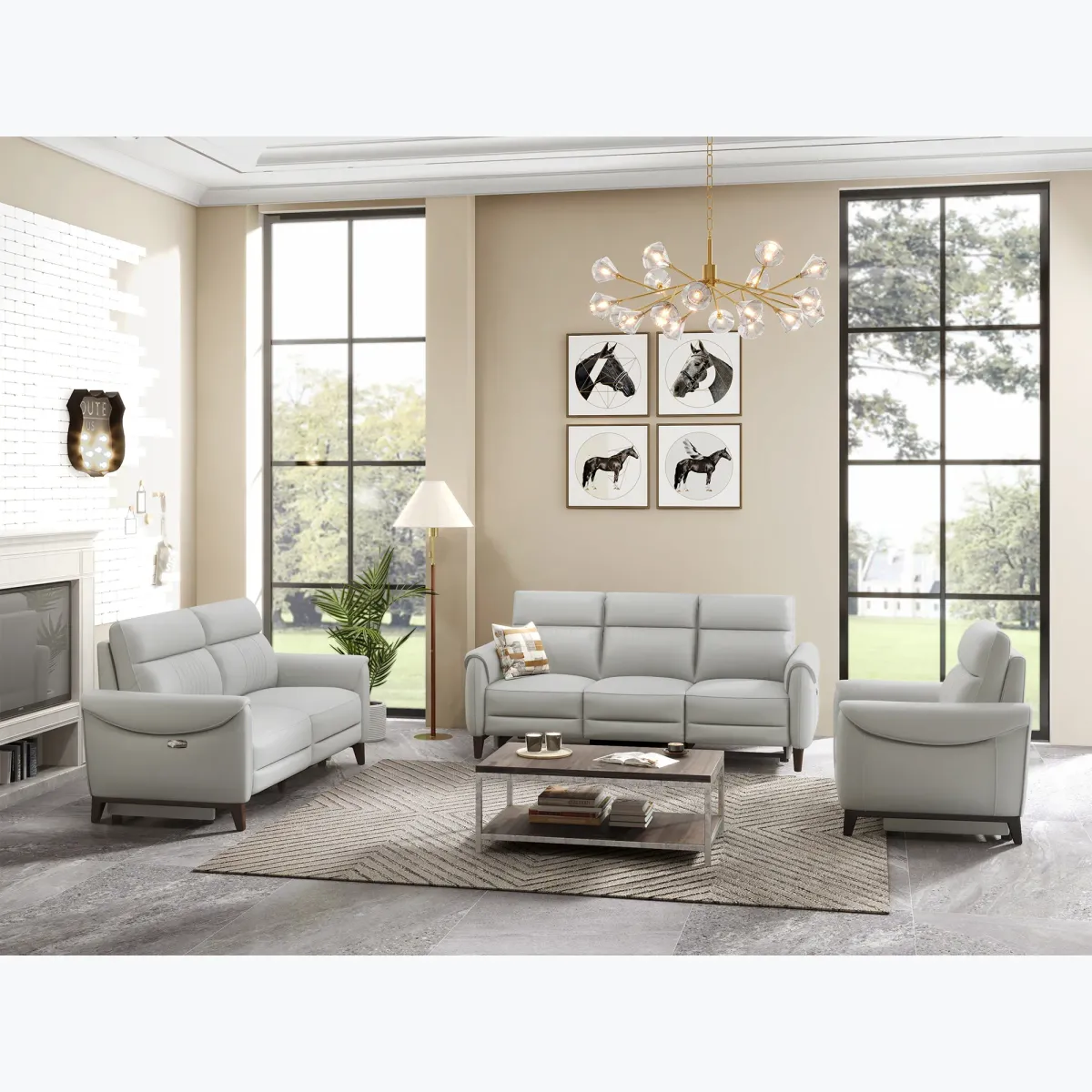 Florida Grey Power Headrest Reclining Loveseat