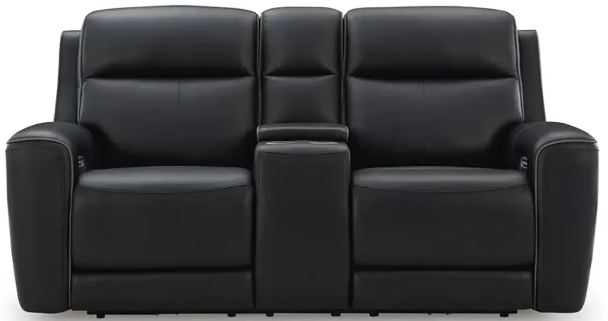 5Z-Comfort Onyx Power Headrest Reclining Console Loveseat Heat-Massage