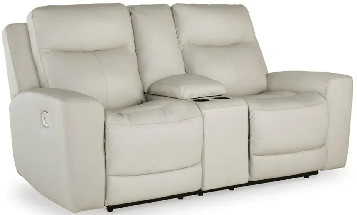 Mindana Coconut Power Headrest Reclining Console Loveseat