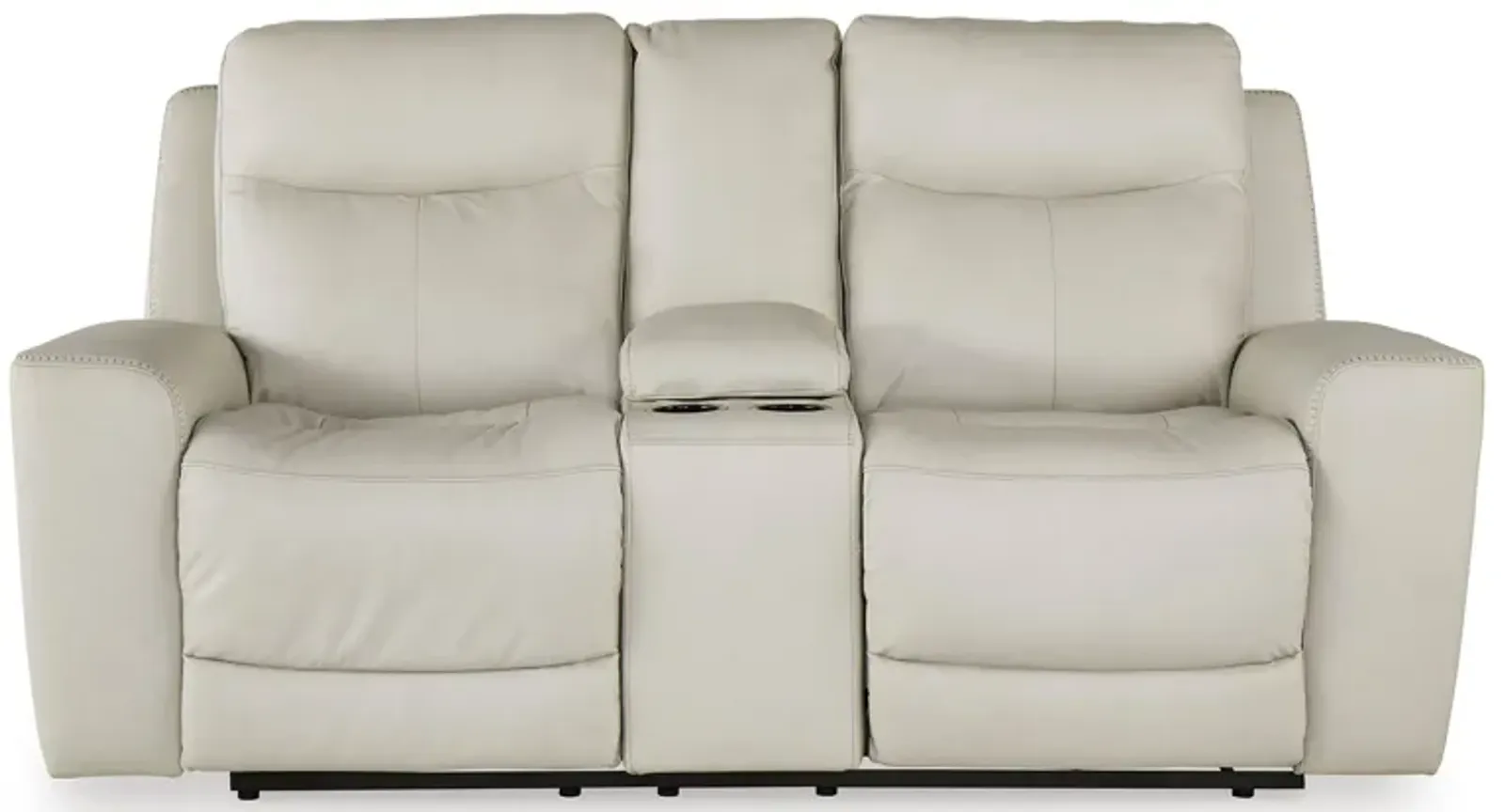 Mindana Coconut Power Headrest Reclining Console Loveseat