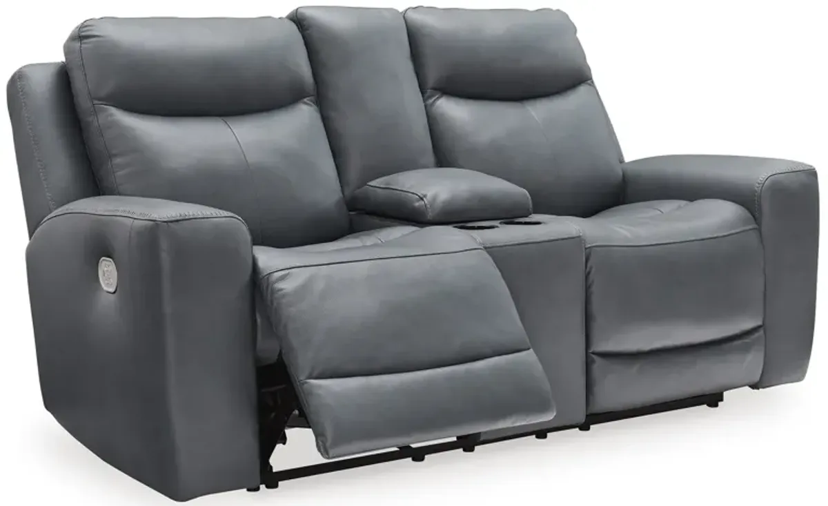 Mindana Steel Power Headrest Reclining Console Loveseat