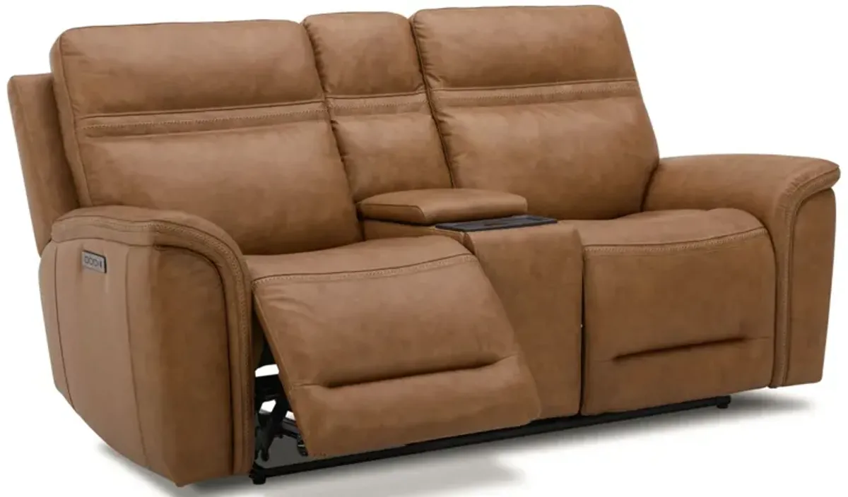 Cooper Camel Zero Gravity Power Headrest Reclining Console Loveseat with Power Lumbar