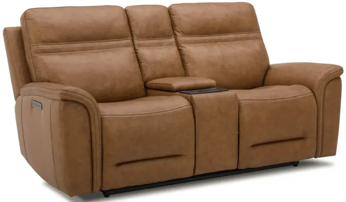 Cooper Camel Zero Gravity Power Headrest Reclining Console Loveseat with Power Lumbar