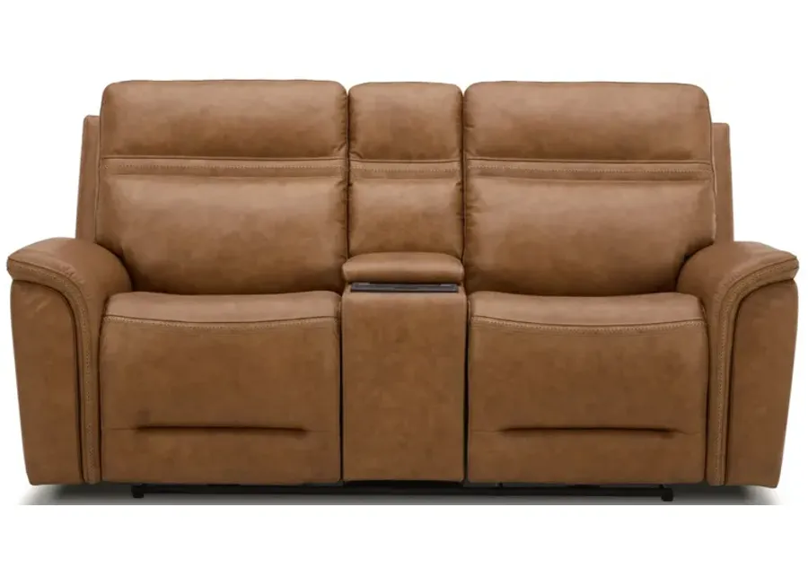 Cooper Camel Zero Gravity Power Headrest Reclining Console Loveseat with Power Lumbar