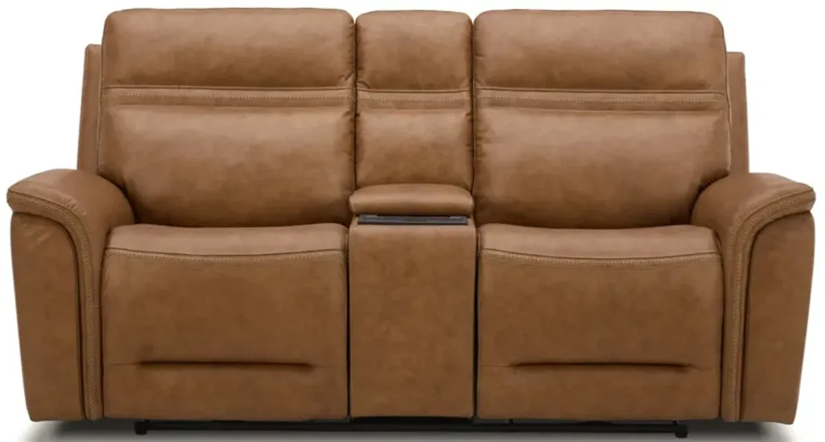 Cooper Camel Zero Gravity Power Headrest Reclining Console Loveseat with Power Lumbar