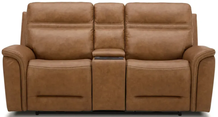 Cooper Camel Zero Gravity Power Headrest Reclining Console Loveseat with Power Lumbar