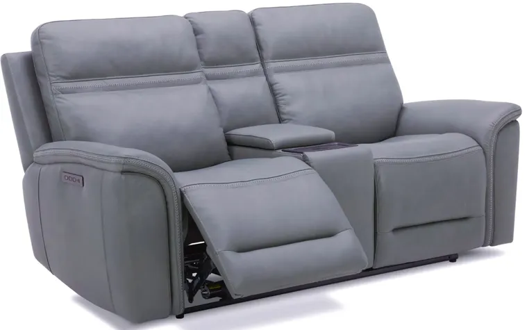 Cooper Gray Zero Gravity Power Headrest Reclining Console Loveseat with Power Lumbar