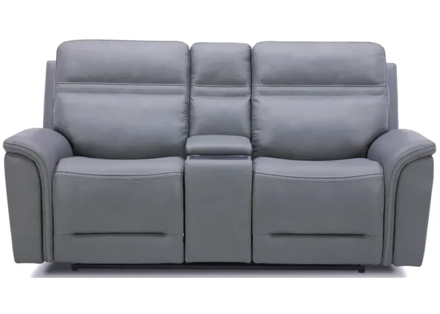 Cooper Gray Zero Gravity Power Headrest Reclining Console Loveseat with Power Lumbar