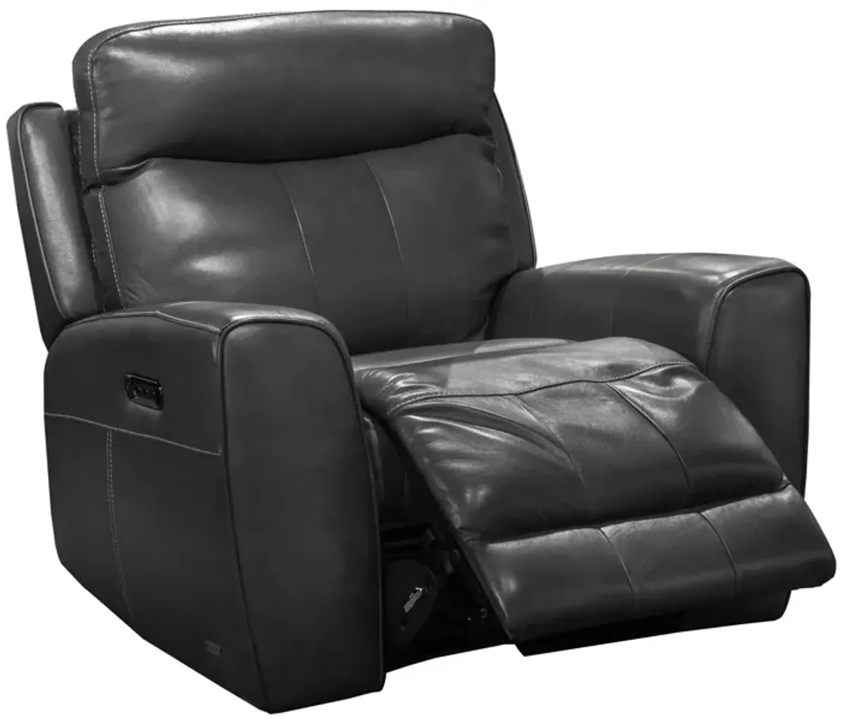 Pewter Grey Power Headrest Recliner with Power Lumbar