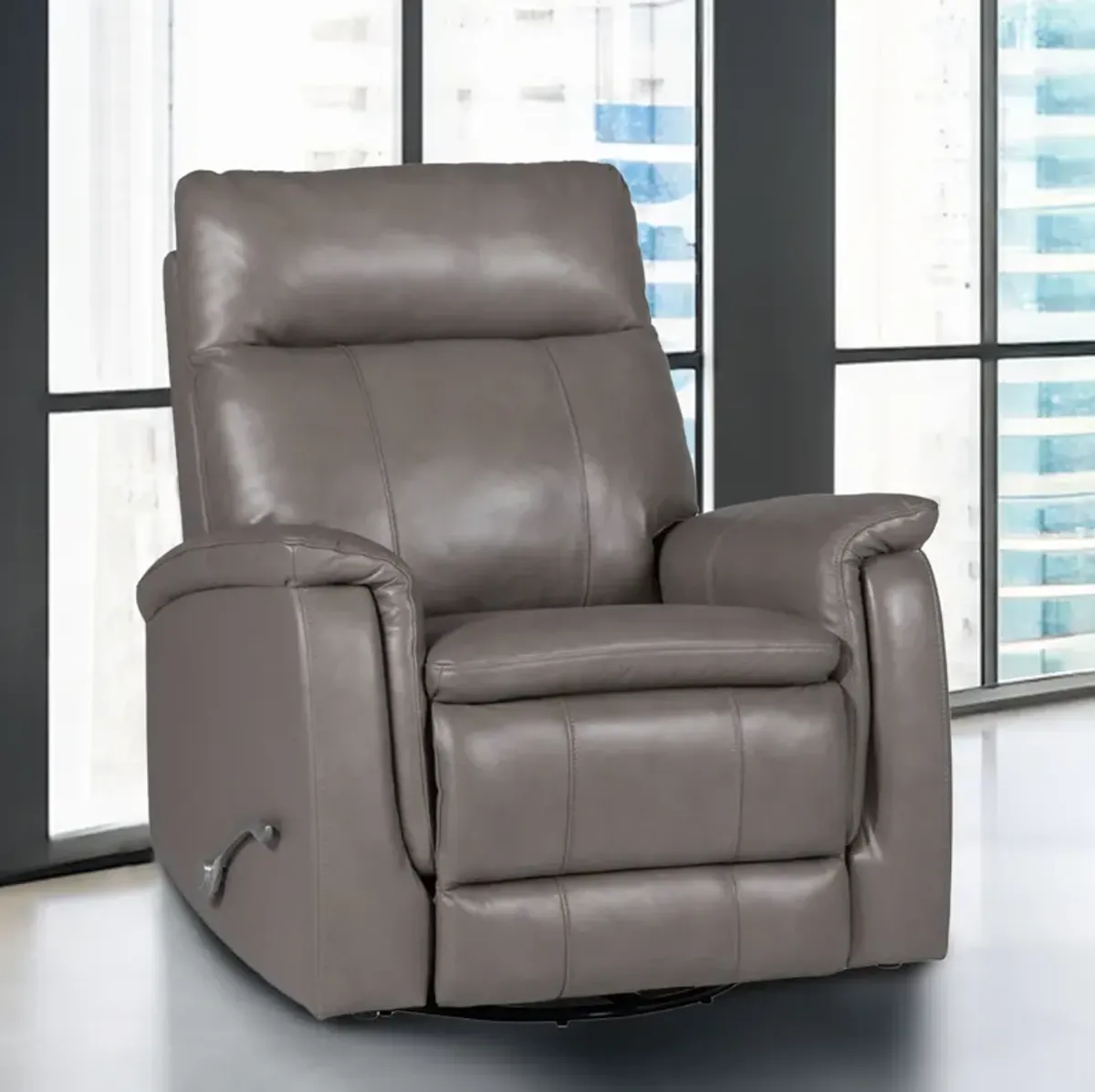 Maui Grey Leather Swivel Recliner 